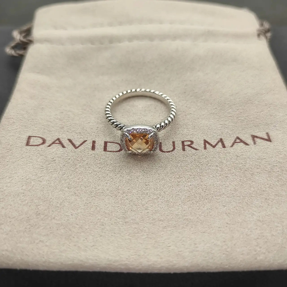 David Yurman four-prong square champagne diamond ring